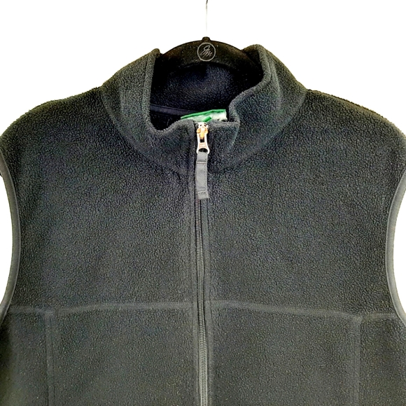 LL Bean Vest Men's X-Large Black Sleeveless Fleece Full Zip Logo Casual Outdoor - Picture 2 of 10